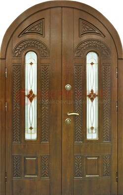 Арочная уличная дверь с виноритом и стеклом ДА-39 в Кашире
