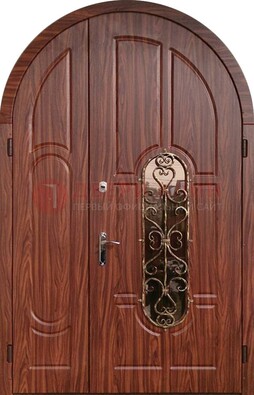 Арочная двухстворчатая стальная дверь Винорит ДА-54 в Кашире