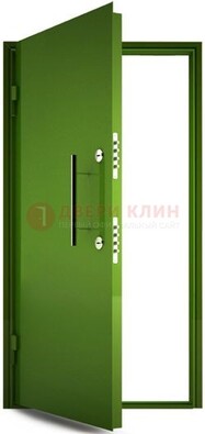 Зеленая металлическая бронированная дверь ДБ-8 в Кашире