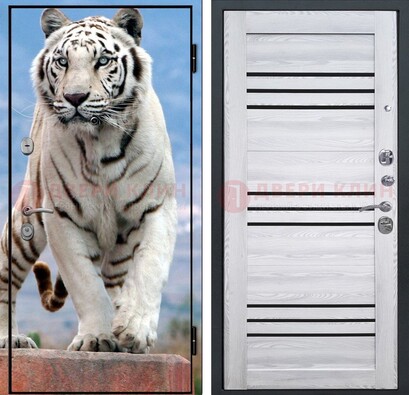Стальная дверь с фотопечатью тигра ДФ-12 в Кашире