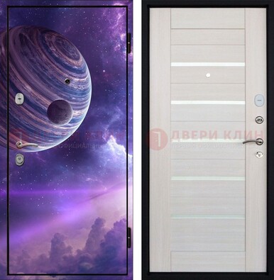 Стальная дверь с фотопечатью планеты ДФ-19 в Мурманске