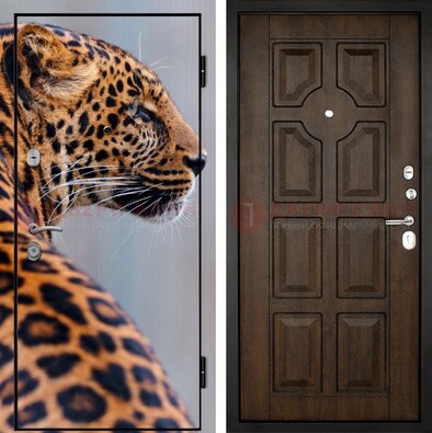 Металлическая дверь с фотопечатью леопарда ДФ-26 в Черноголовке