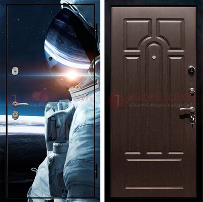 Стальная дверь с фотопечатью космонавта ДФ-4 в Кашире