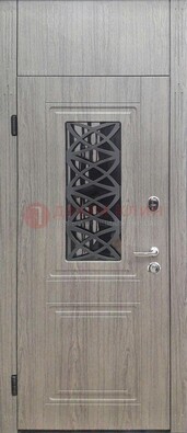 Металлическая дверь Винорит стекло и ковка с фрамугой ДФГ-33 в Кашире