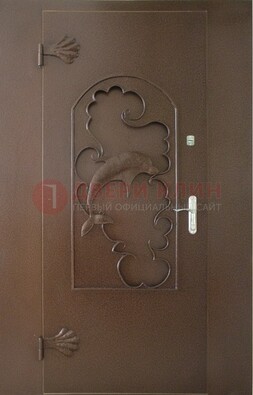 Широкая металлическая дверь с ковкой ДК-17 в Кашире
