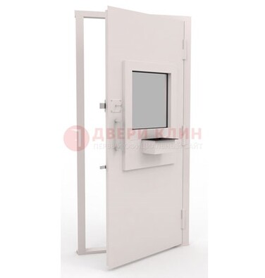 Белая металлическая дверь в кассу с нитроэмалью ДКС-4 в Кашире