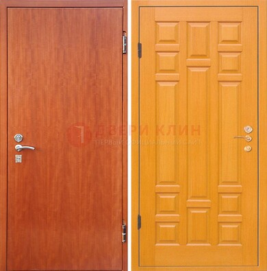 Оранжевая входная дверь с ламинатом МДФ внутри ДЛ-21 в Кашире