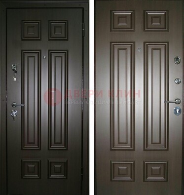 Темная металлическая дверь с МДФ ДМ-136 в квартиру в Кашире