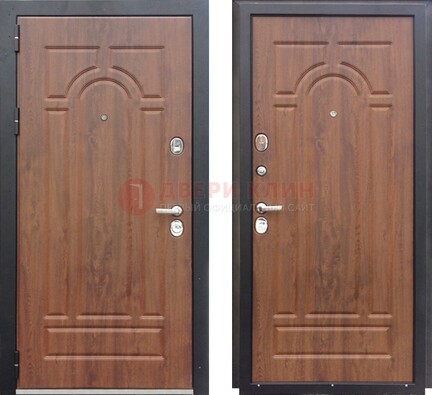 Коричневая железная дверь с МДФ ДМ-137 в Кашире