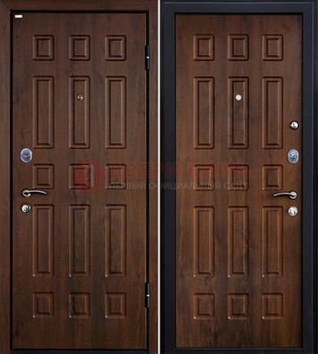 Коричневая металлическая дверь с МДФ ДМ-156 для квартиры в Кашире