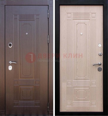 Коричневая входная дверь с МДФ ДМ-173 для кирпичного дома в Кашире