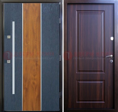 Современная входная дверь и с коричневой МДФ внутри ДМ-236 в Кашире