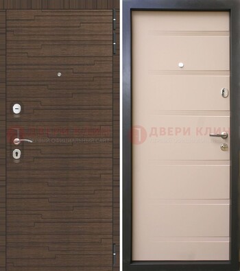 Коричневая  железная дверь c фрезерованной МДФ ДМ-248 в Кашире