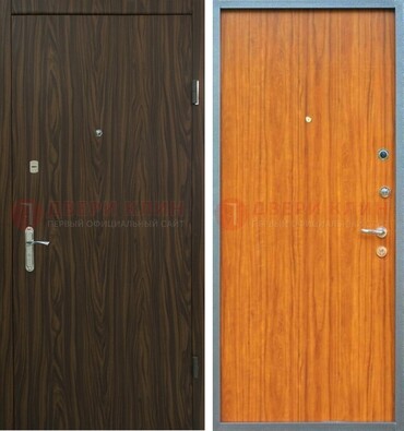 Коричневая одностворчатая стальная дверь с МДФ ДМ-341 в Кашире