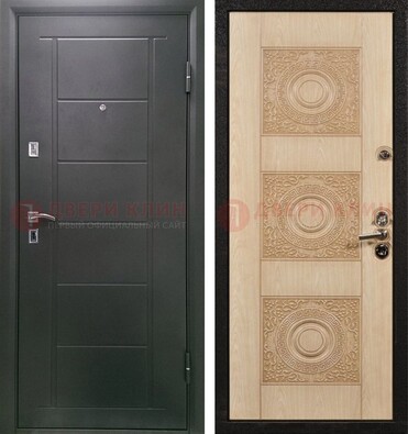 Темная железная дверь с МДФ в квартиру ДМ-344 в Кашире