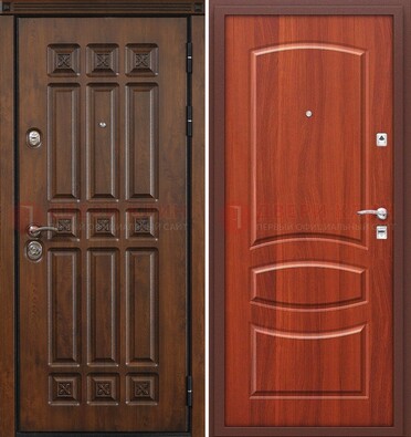 Темная металлическая дверь с МДФ и узором ДМ-364 в Кашире