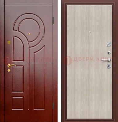 Красная металлическая дверь с МДФ панелями ДМ-368 в Кашире
