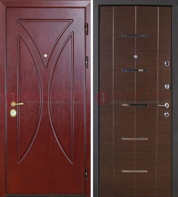 Темно-красная железная дверь с МДФ ДМ-370 в Кашире