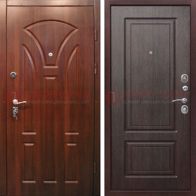 Темная железная дверь с коричневыми МДФ ДМ-376 в Кашире