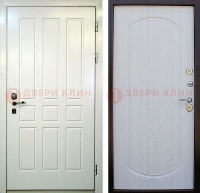Белая стальная дверь с МДФ в квартиру ДМ-378 в Кашире