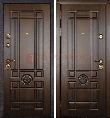 Квартирная коричневая железная дверь с МДФ ДМ-45 в Кашире