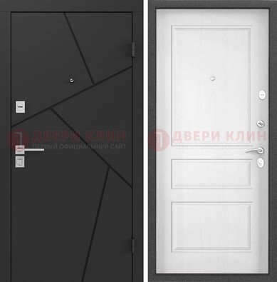 Черная металлическая дверь с белой МДФ внутри ДМ-465 в Кашире