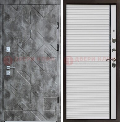 Серая металлическая дверь с панелями МДФ хайтек ДМ-466 в Ставрополе