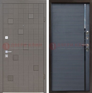 Темная стальная дверь с панелями МДФ хайтек ДМ-467 в Красноармейске