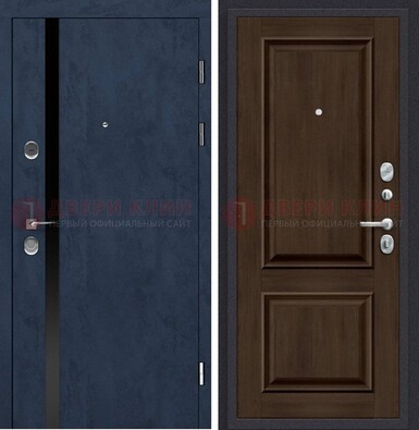 Синяя входная дверь МДФ с обеих сторон ДМ-473 в Кашире