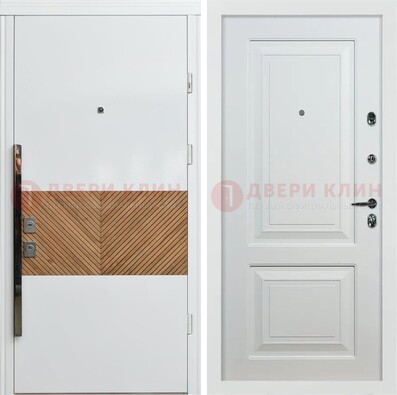 Белая железная дверь с МДФ в квартиру ДМ-476 в Кашире