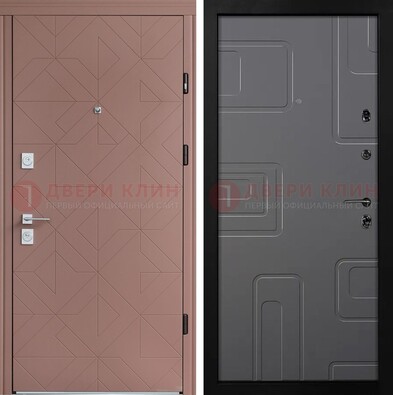 Красная стальная дверь в квартиру с МДФ хайтек ДМ-493 в Курске