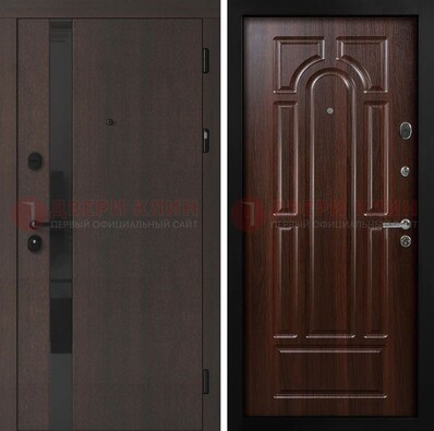 Темная входная дверь с МДФ панелями в квартиру ДМ-499 в Кашире
