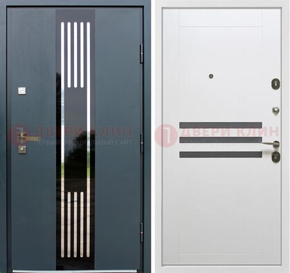 Темная квартирная дверь с разными МДФ ДМ-504 в Кашире