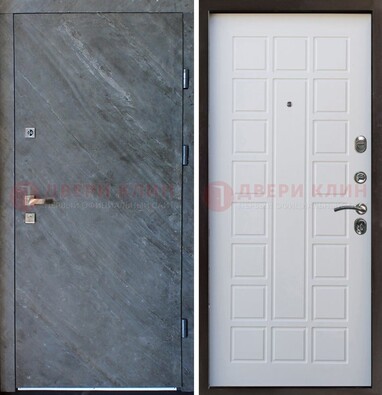 Железная дверь с МДФ серая и белая ДМ-505 в Кашире