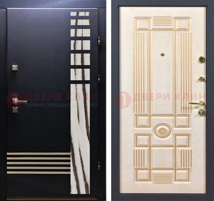 Черная железная дверь с МДФ панелями ДМ-510 в Кашире