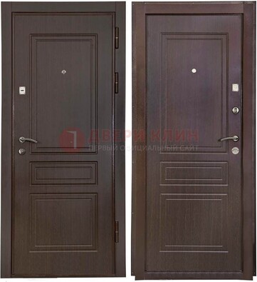 Антивандальная коричневая железная дверь с МДФ ДМ-61 в Кашире