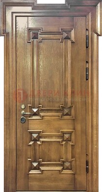 Филенчатая железная дверь с массивом дуба ДМД-56 в Кашире