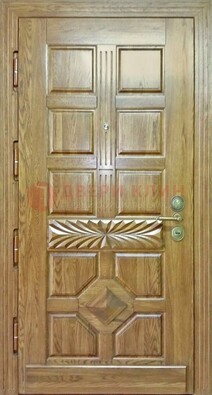 Светлая стальная дверь с массивом дуба и узором ДМД-63 в Кашире