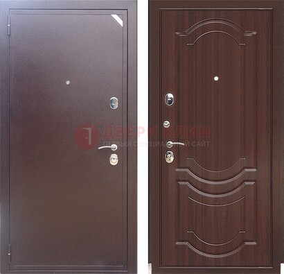 Коричневая стальная дверь с порошковым покрытием ДП-112 в Кашире