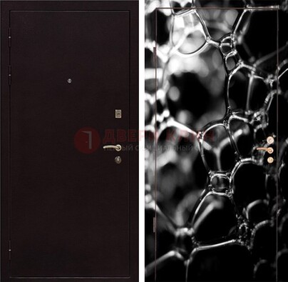 Черная стальная дверь с порошковым окрасом с фотопечатью ДП-158 в Волоколамске