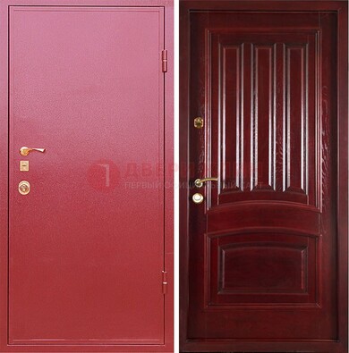 Красная металлическая дверь с порошковым напылением ДП-165 в Кашире
