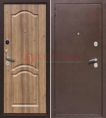 Коричневая железная дверь с порошковым окрасом ДП-191 в Кашире