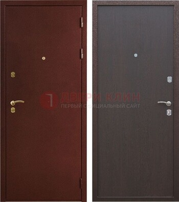 Бордовая входная дверь с порошковым покрытием ДП-201 в Кашире