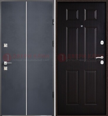 Железная дверь с порошковым покрытием и отделкой Темный орех внутри ДП-211 в Кашире
