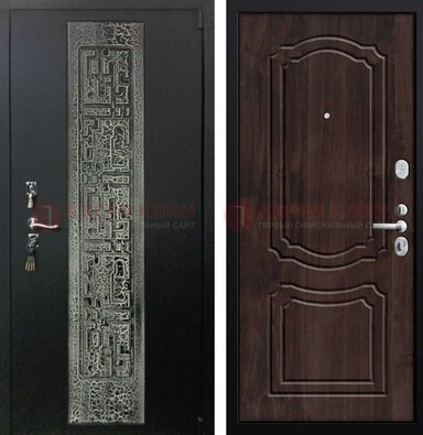 Темная входная дверь с порошковым покрытием и МДФ внутри ДП-224 в Кашире