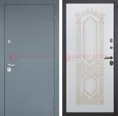 Стальная дверь с порошковым напылением с резной белой МДФ ДП-231 в Кашире