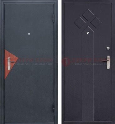 Черная входная дверь с порошковым напылением и узором внутри ДП-241 в Кашире