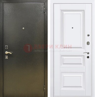 Железная темно-серая дверь с порошковым напылением и белой МДФ ДП-274 в Кашире