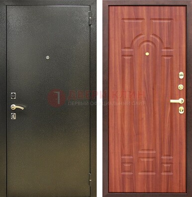 Входная темно-серая дверь с порошковой отделкой и МДФ Миланский орех ДП-281 в Кашире