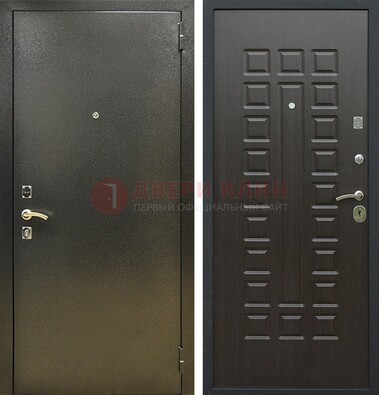Темно-серая железная дверь с порошковым покрытием и МДФ Венге ДП-287 в Кашире